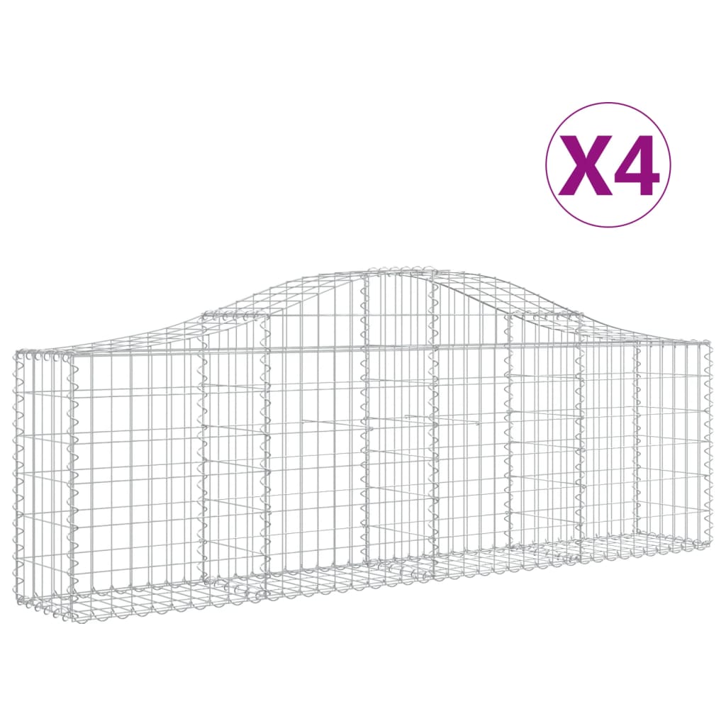 vidaXL Συρματοκιβώτια Τοξωτά 4 τεμ. 200x30x60/80 εκ. Γαλβαν. Ατσάλι