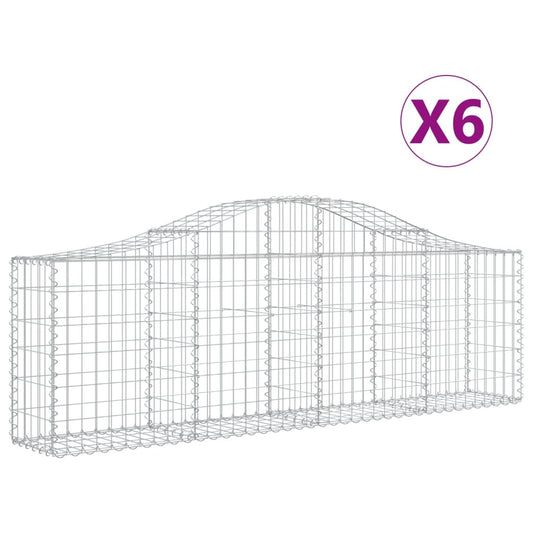 vidaXL Συρματοκιβώτια Τοξωτά 6 τεμ. 200x30x60/80 εκ. Γαλβαν. Ατσάλι
