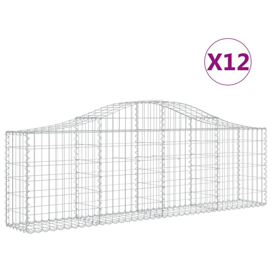 vidaXL Συρματοκιβώτια Τοξωτά 12 τεμ. 200x30x60/80 εκ. Γαλβαν. Ατσάλι