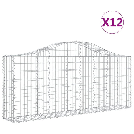 vidaXL Συρματοκιβώτια Τοξωτά 12 τεμ. 200x30x80/100 εκ. Γαλβαν. Ατσάλι