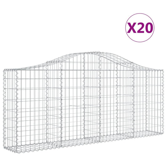 vidaXL Συρματοκιβώτια Τοξωτά 20 τεμ. 200x30x80/100 εκ. Γαλβαν. Ατσάλι