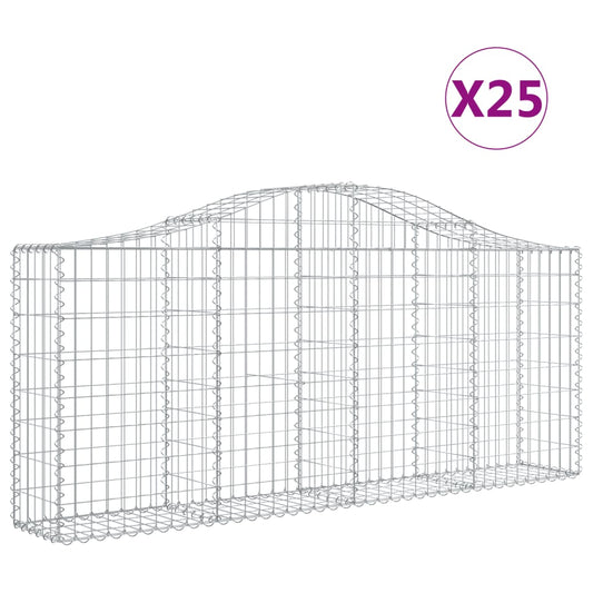 vidaXL Συρματοκιβώτια Τοξωτά 25 τεμ. 200x30x80/100 εκ. Γαλβαν. Ατσάλι