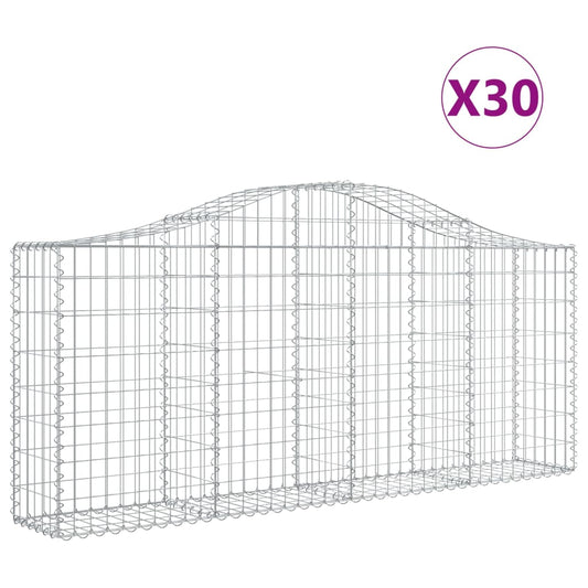 vidaXL Συρματοκιβώτια Τοξωτά 30 τεμ. 200x30x80/100 εκ. Γαλβαν. Ατσάλι
