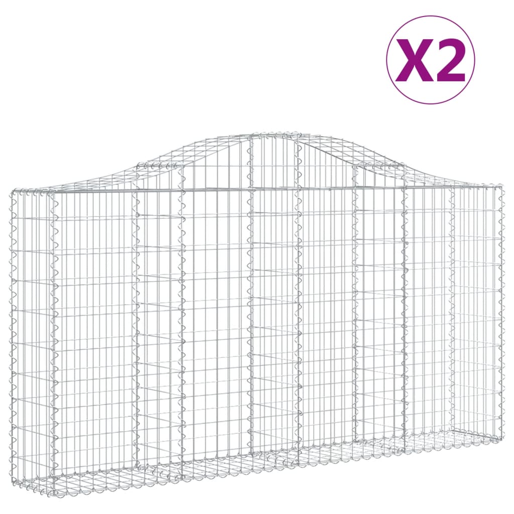 vidaXL Συρματοκιβώτια Τοξωτά 2 τεμ. 200x30x100/120 εκ. Γαλβαν. Ατσάλι
