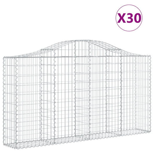 vidaXL Συρματοκιβώτια Τοξωτά 30 τεμ. 200x30x100/120 εκ. Γαλβαν. Ατσάλι