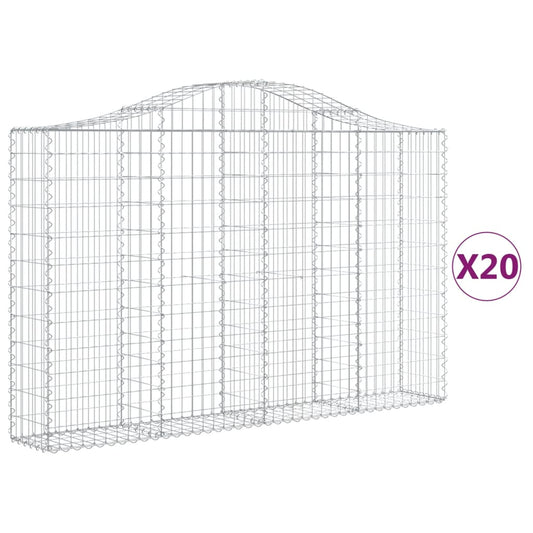 vidaXL Συρματοκιβώτια Τοξωτά 20 τεμ. 200x30x120/140 εκ. Γαλβαν. Ατσάλι