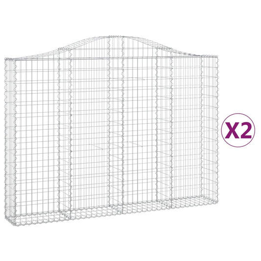vidaXL Συρματοκιβώτια Τοξωτά 2 τεμ. 200x30x140/160 εκ. Γαλβαν. Ατσάλι