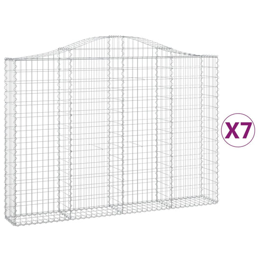 vidaXL Συρματοκιβώτια Τοξωτά 7 τεμ. 200x30x140/160 εκ. Γαλβαν. Ατσάλι