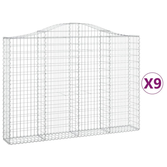 vidaXL Συρματοκιβώτια Τοξωτά 9 τεμ. 200x30x140/160 εκ. Γαλβαν. Ατσάλι