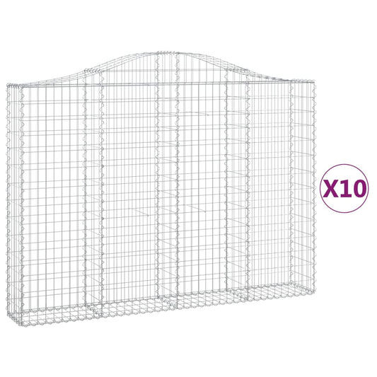 vidaXL Συρματοκιβώτια Τοξωτά 10 τεμ. 200x30x140/160 εκ. Γαλβαν. Ατσάλι