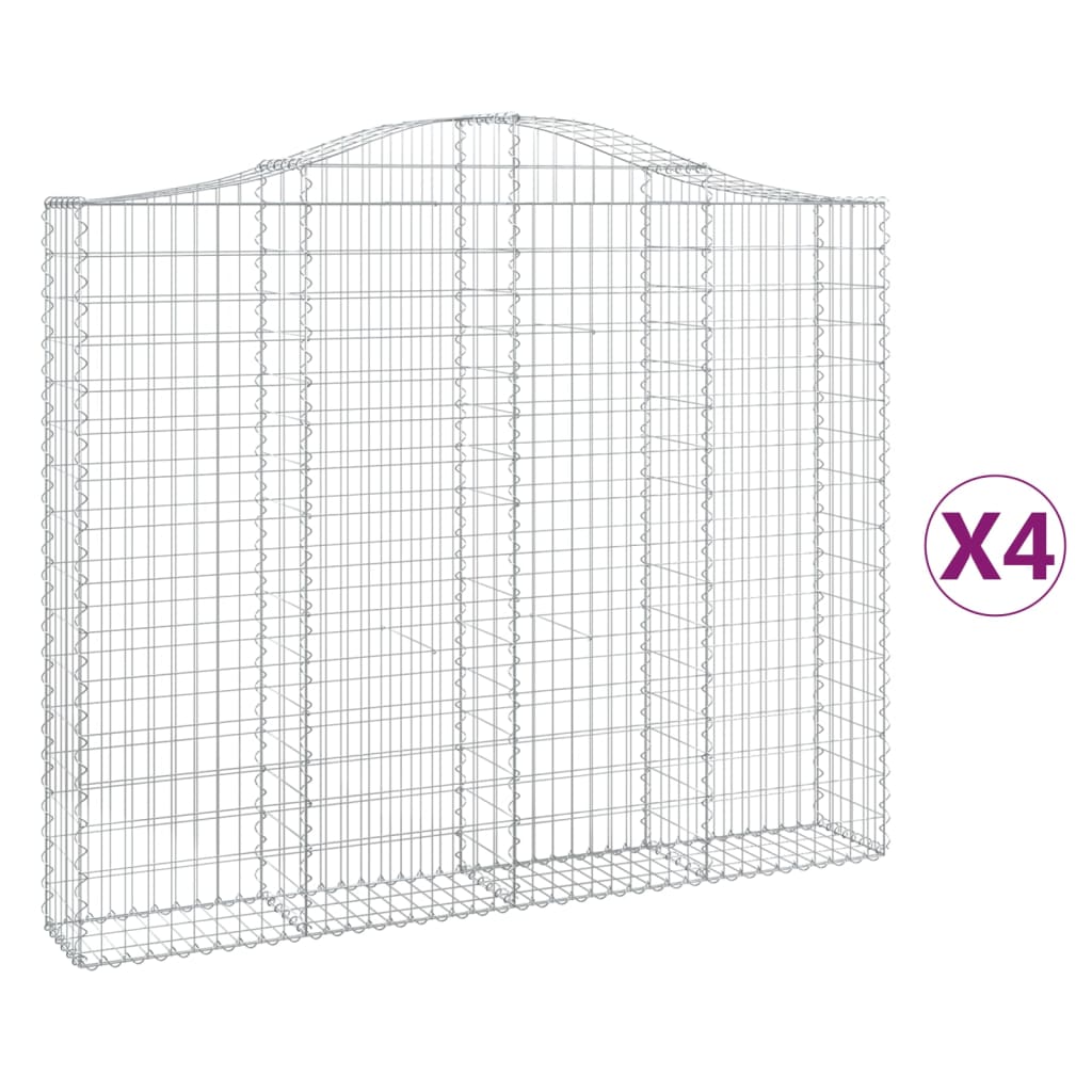 vidaXL Συρματοκιβώτια Τοξωτά 4 τεμ. 200x30x160/180 εκ. Γαλβαν. Ατσάλι
