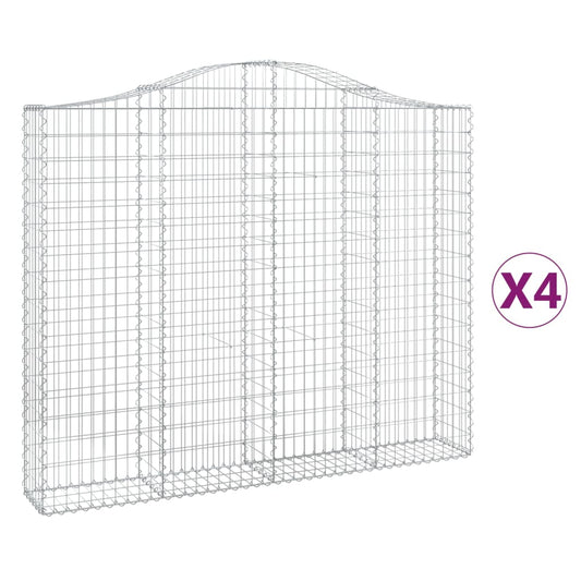 vidaXL Συρματοκιβώτια Τοξωτά 4 τεμ. 200x30x160/180 εκ. Γαλβαν. Ατσάλι