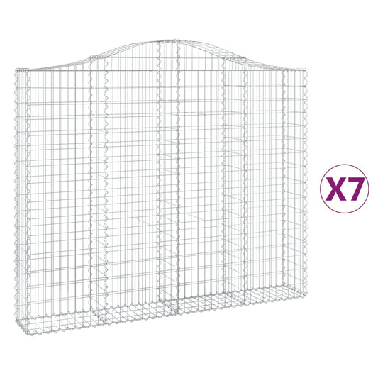vidaXL Συρματοκιβώτια Τοξωτά 7 τεμ. 200x30x160/180 εκ. Γαλβαν. Ατσάλι
