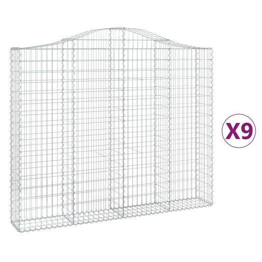 vidaXL Συρματοκιβώτια Τοξωτά 9 τεμ. 200x30x160/180 εκ. Γαλβαν. Ατσάλι