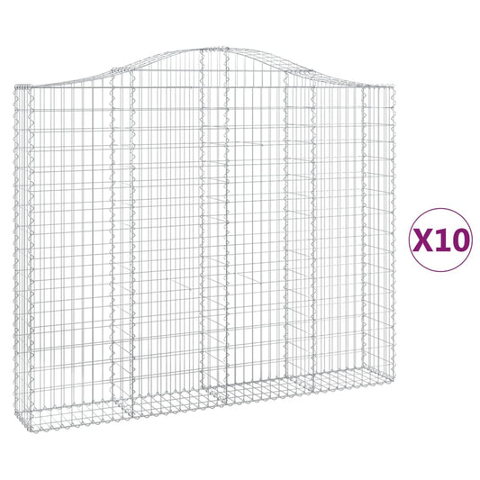 vidaXL Συρματοκιβώτια Τοξωτά 10 τεμ. 200x30x160/180 εκ. Γαλβαν. Ατσάλι