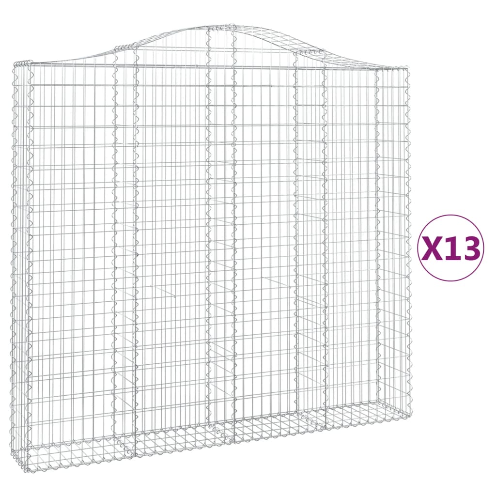 vidaXL Συρματοκιβώτια Τοξωτά 13 τεμ. 200x30x180/200 εκ. Γαλβαν. Ατσάλι