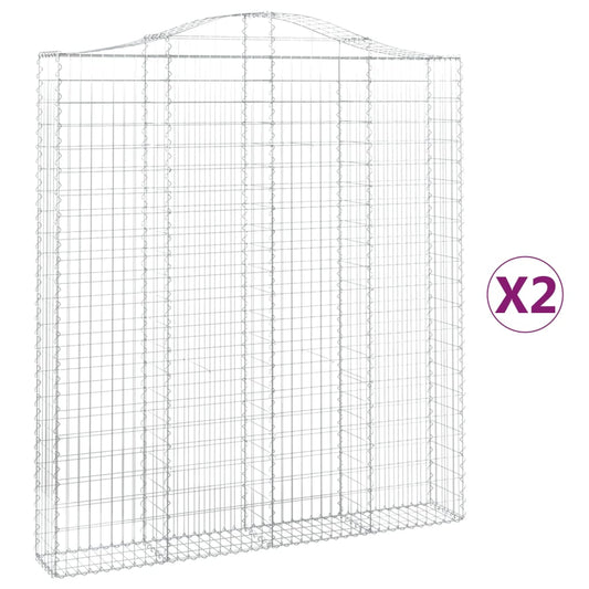 vidaXL Συρματοκιβώτια Τοξωτά 2 τεμ. 200x30x220/240 εκ. Γαλβαν. Ατσάλι