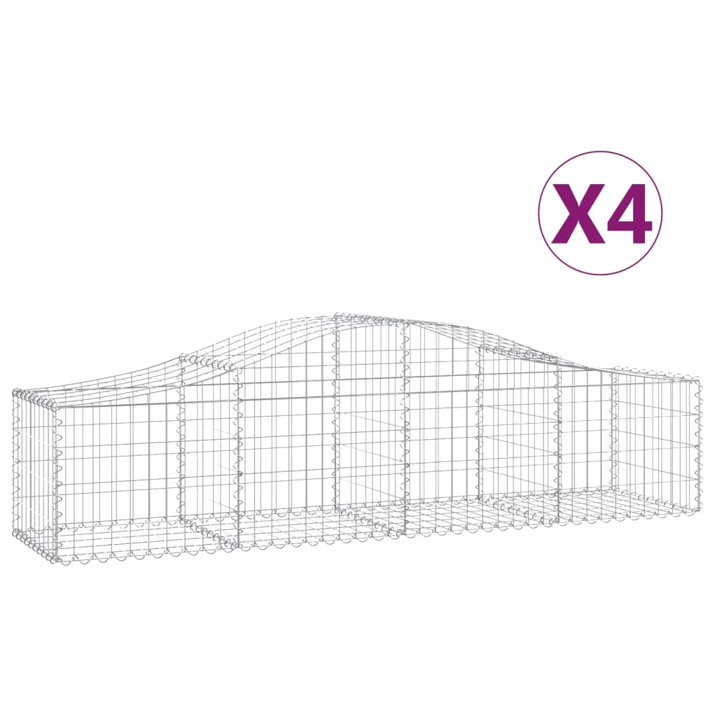 vidaXL Συρματοκιβώτια Τοξωτά 4 τεμ. 200x50x40/60 εκ. Γαλβαν. Ατσάλι