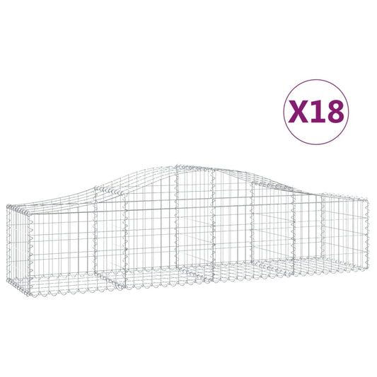 vidaXL Συρματοκιβώτια Τοξωτά 18 τεμ. 200x50x40/60 εκ. Γαλβαν. Ατσάλι