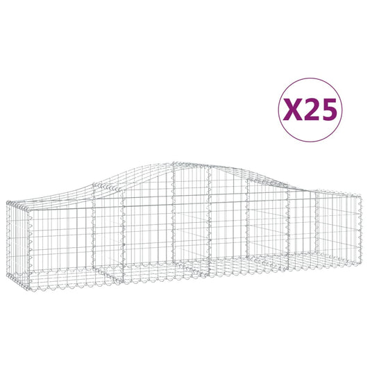 vidaXL Συρματοκιβώτια Τοξωτά 25 τεμ. 200x50x40/60 εκ. Γαλβαν. Ατσάλι