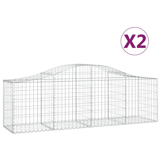 vidaXL Συρματοκιβώτια Τοξωτά 2 τεμ. 200x50x60/80 εκ. Γαλβαν. Ατσάλι