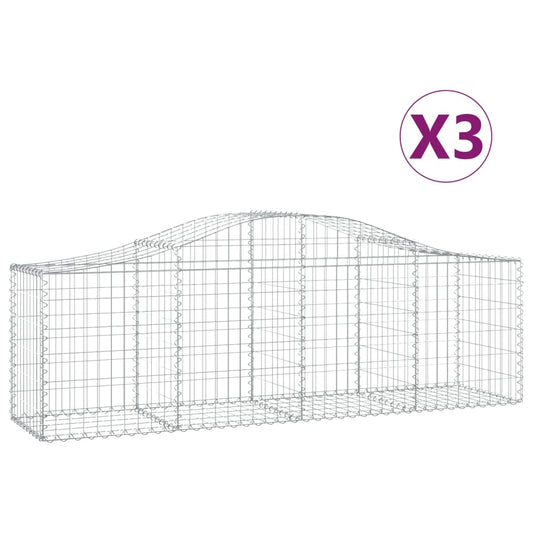 vidaXL Συρματοκιβώτια Τοξωτά 3 τεμ. 200x50x60/80 εκ. Γαλβαν. Ατσάλι