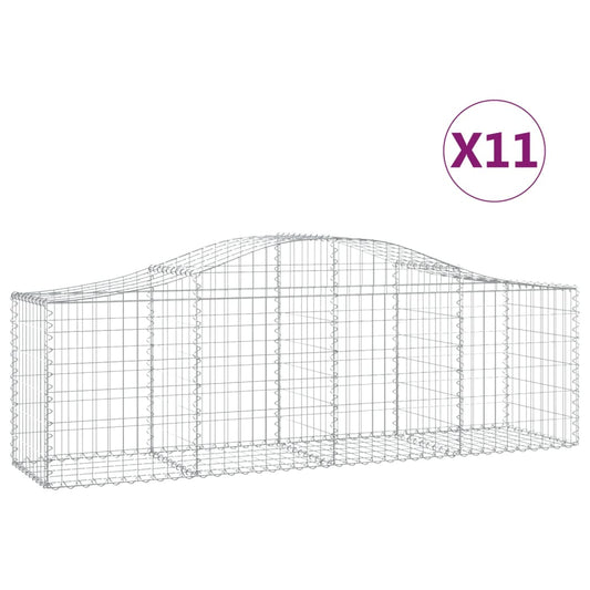 vidaXL Συρματοκιβώτια Τοξωτά 11 τεμ. 200x50x60/80 εκ. Γαλβαν. Ατσάλι