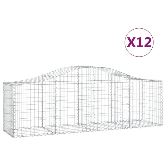 vidaXL Συρματοκιβώτια Τοξωτά 12 τεμ. 200x50x60/80 εκ. Γαλβαν. Ατσάλι