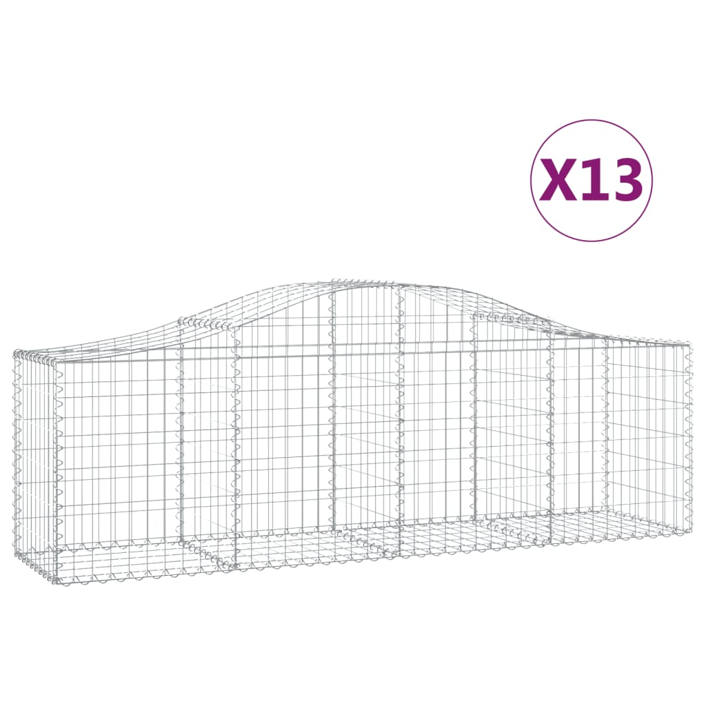 vidaXL Συρματοκιβώτια Τοξωτά 13 τεμ. 200x50x60/80 εκ. Γαλβαν. Ατσάλι