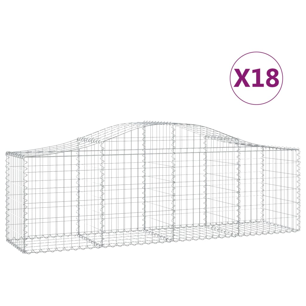 vidaXL Συρματοκιβώτια Τοξωτά 18 τεμ. 200x50x60/80 εκ. Γαλβαν. Ατσάλι