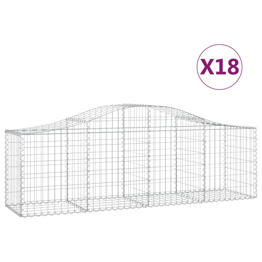 vidaXL Συρματοκιβώτια Τοξωτά 18 τεμ. 200x50x60/80 εκ. Γαλβαν. Ατσάλι