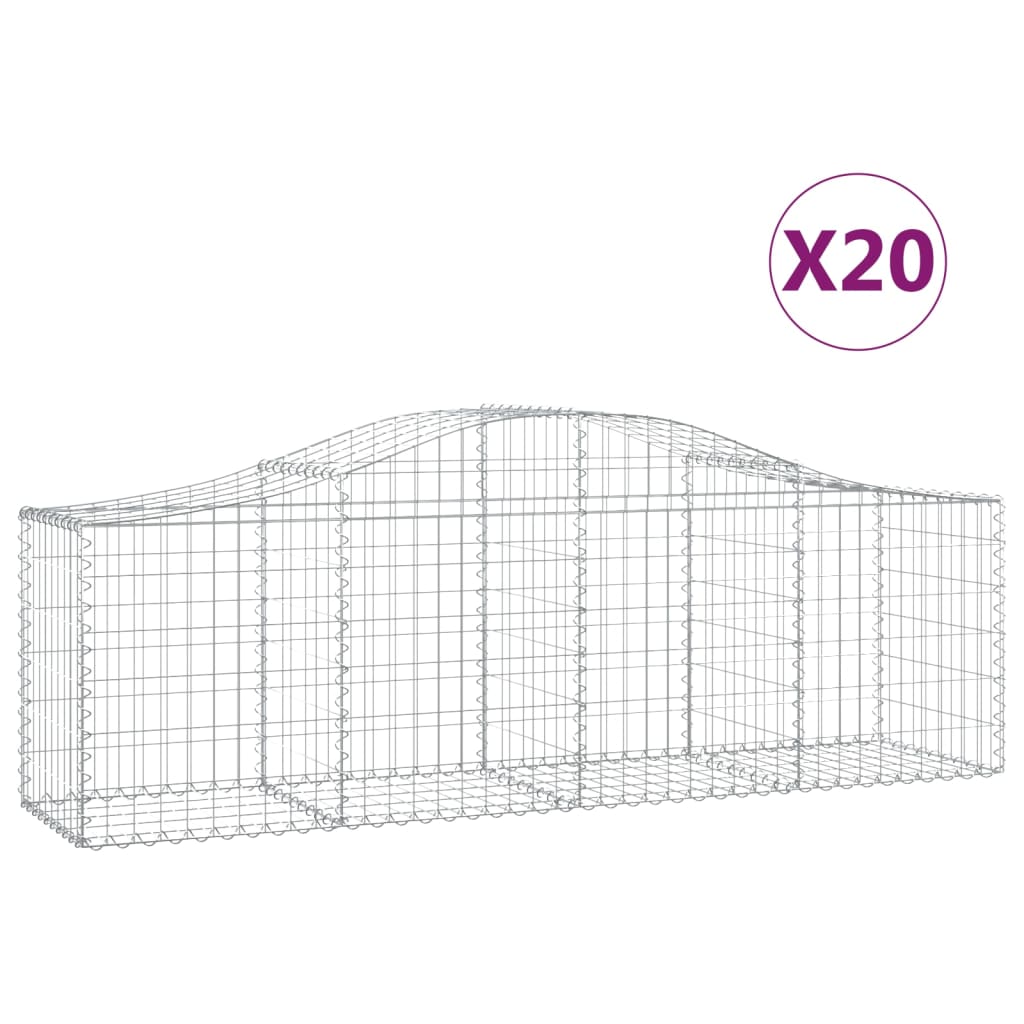 vidaXL Συρματοκιβώτια Τοξωτά 20 τεμ. 200x50x60/80 εκ. Γαλβαν. Ατσάλι