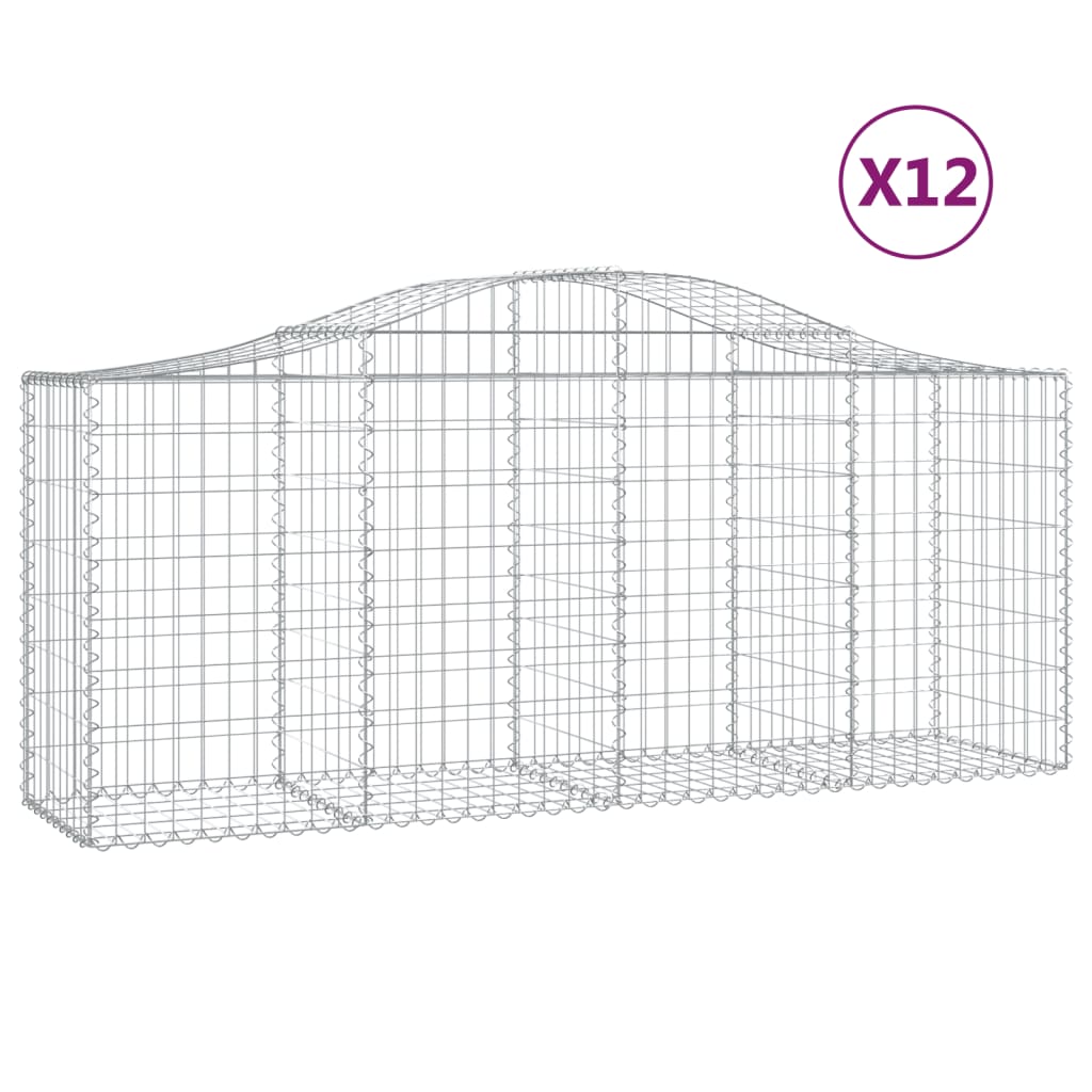 vidaXL Συρματοκιβώτια Τοξωτά 12 τεμ. 200x50x80/100 εκ. Γαλβαν. Ατσάλι