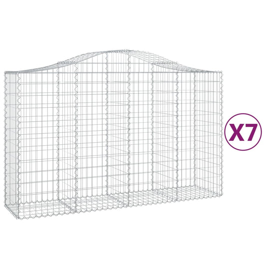 vidaXL Συρματοκιβώτια Τοξωτά 7 τεμ. 200x50x120/140 εκ. Γαλβαν. Ατσάλι