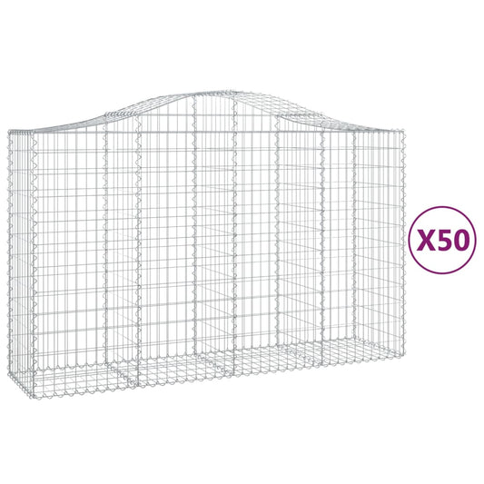 vidaXL Συρματοκιβώτια Τοξωτά 50 τεμ. 200x50x120/140 εκ. Γαλβαν. Ατσάλι