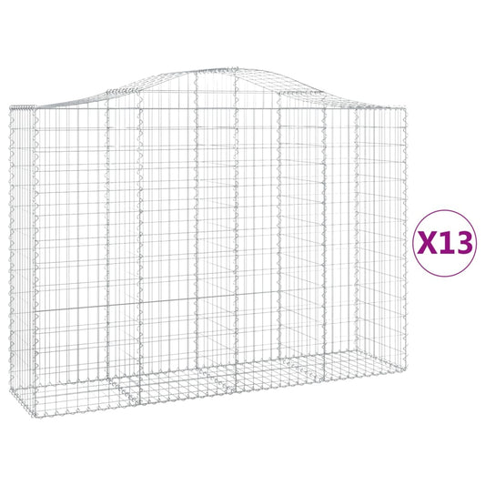 vidaXL Συρματοκιβώτια Τοξωτά 13 τεμ. 200x50x140/160 εκ. Γαλβαν. Ατσάλι