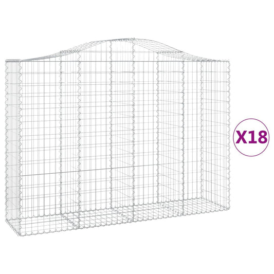 vidaXL Συρματοκιβώτια Τοξωτά 18 τεμ. 200x50x140/160 εκ. Γαλβαν. Ατσάλι