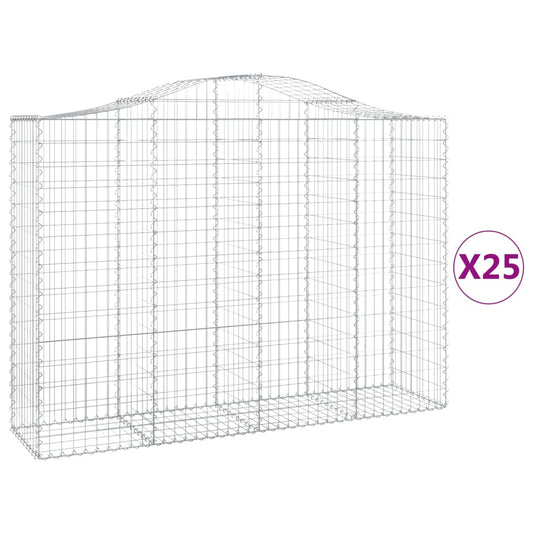 vidaXL Συρματοκιβώτια Τοξωτά 25 τεμ. 200x50x140/160 εκ. Γαλβαν. Ατσάλι