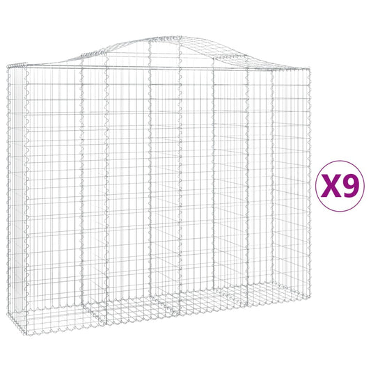 vidaXL Συρματοκιβώτια Τοξωτά 9 τεμ. 200x50x160/180 εκ. Γαλβαν. Ατσάλι