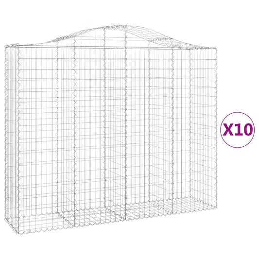 vidaXL Συρματοκιβώτια Τοξωτά 10 τεμ. 200x50x160/180 εκ. Γαλβαν. Ατσάλι