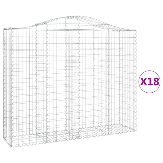 vidaXL Συρματοκιβώτια Τοξωτά 18 τεμ. 200x50x160/180 εκ. Γαλβαν. Ατσάλι