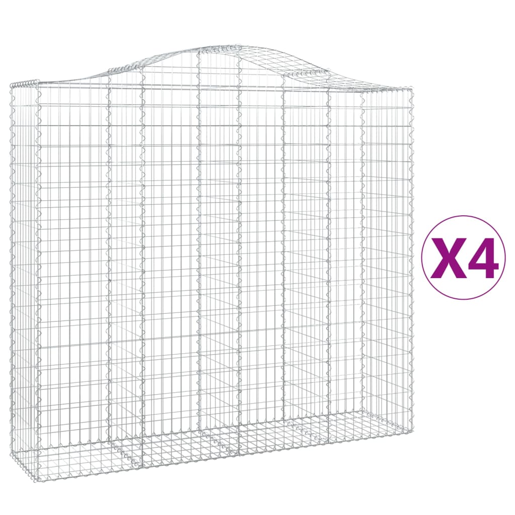 vidaXL Συρματοκιβώτια Τοξωτά 4 τεμ. 200x50x180/200 εκ. Γαλβαν. Ατσάλι