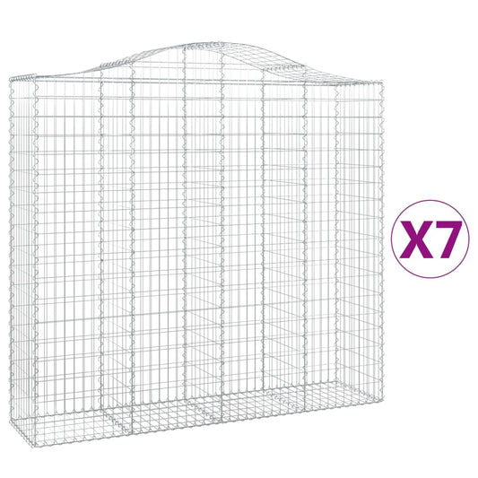 vidaXL Συρματοκιβώτια Τοξωτά 7 τεμ. 200x50x180/200 εκ. Γαλβαν. Ατσάλι