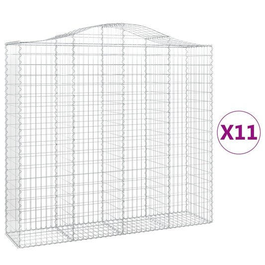 vidaXL Συρματοκιβώτια Τοξωτά 11 τεμ. 200x50x180/200 εκ. Γαλβαν. Ατσάλι