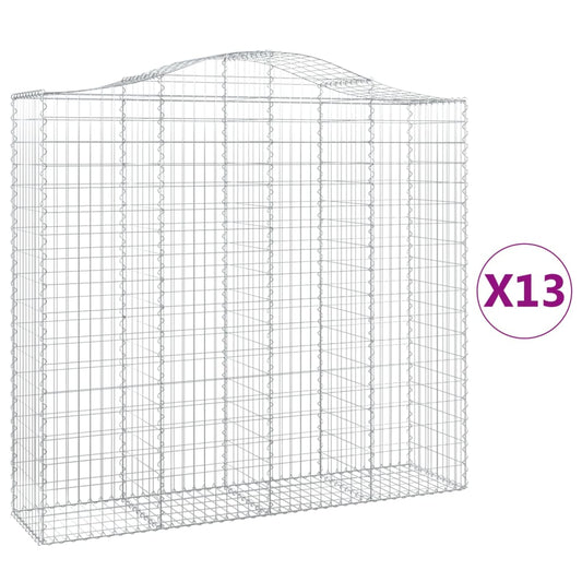 vidaXL Συρματοκιβώτια Τοξωτά 13 τεμ. 200x50x180/200 εκ. Γαλβαν. Ατσάλι