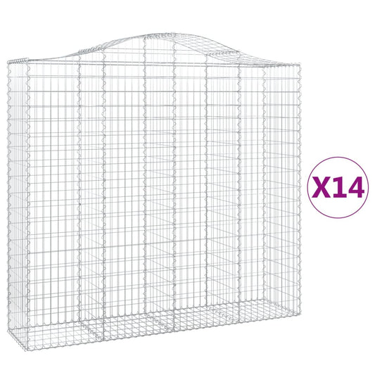 vidaXL Συρματοκιβώτια Τοξωτά 14 τεμ. 200x50x180/200 εκ. Γαλβαν. Ατσάλι