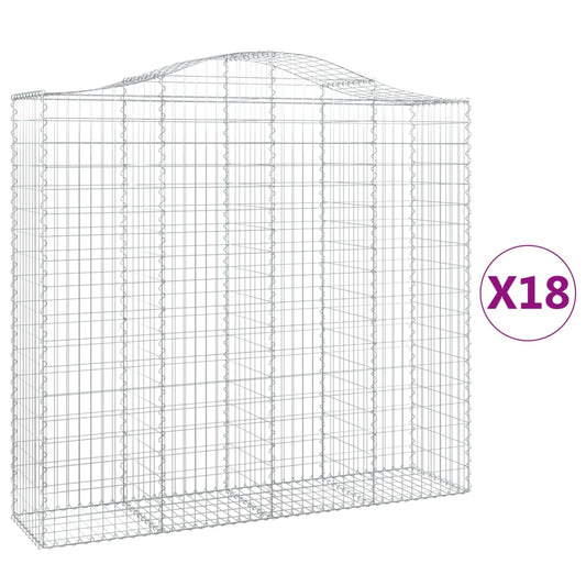 vidaXL Συρματοκιβώτια Τοξωτά 18 τεμ. 200x50x180/200 εκ. Γαλβαν. Ατσάλι