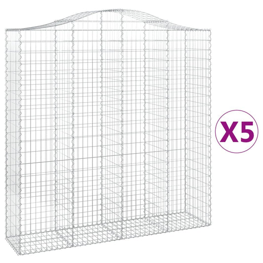 vidaXL Συρματοκιβώτια Τοξωτά 5 τεμ. 200x50x200/220 εκ. Γαλβαν. Ατσάλι