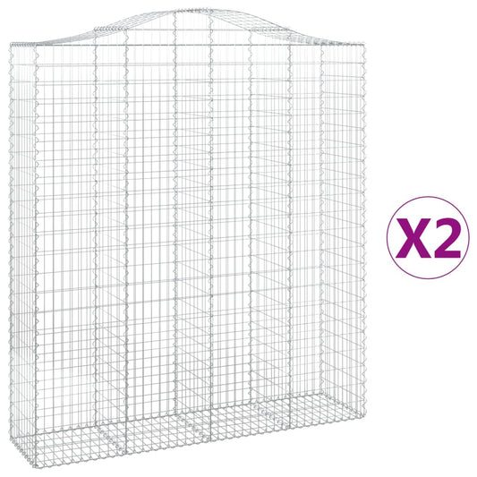 vidaXL Συρματοκιβώτια Τοξωτά 2 τεμ. 200x50x220/240 εκ. Γαλβαν. Ατσάλι