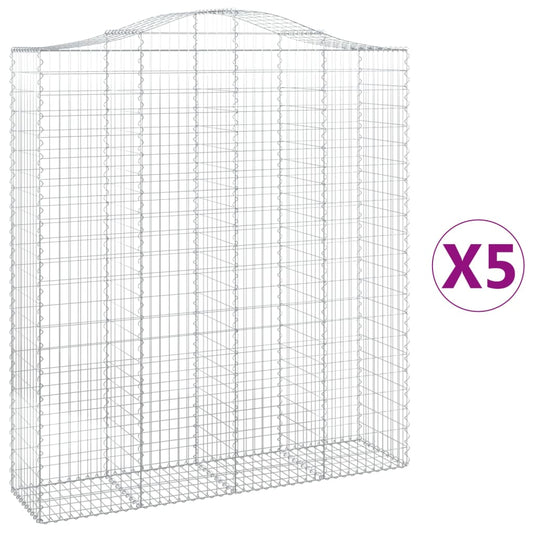 vidaXL Συρματοκιβώτια Τοξωτά 5 τεμ. 200x50x220/240 εκ. Γαλβαν. Ατσάλι